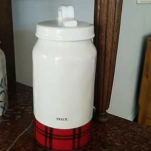 Rae Dunn Red plaid Snack Canister